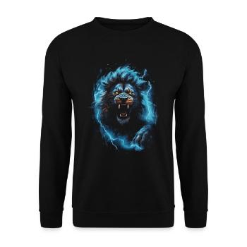 Lion, Feu, Bleu, Mâle - Sweat-shirt Unisexe - noir - Devant - Alina (178cm) & Michal (187cm)
