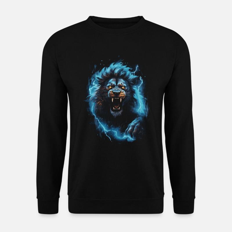Löwe Feuer Blau Männlich - Unisex Pullover - Schwarz
