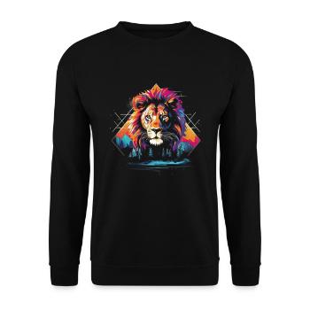 Lion, Savannah, Nature, Painting, Animal Kingdom, Wilderness - Unisex Sweatshirt - black - Front - Alina (178cm) & Michal (187cm)