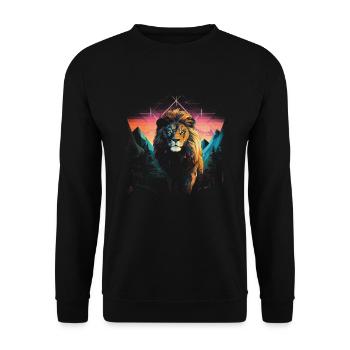Lion, Savannah, Nature, Painting, Animal Kingdom, Wilderness - Unisex Sweatshirt - black - Front - Alina (178cm) & Michal (187cm)