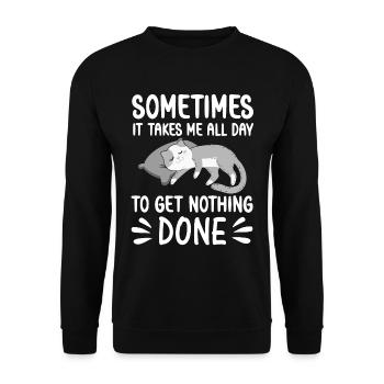 Doing nothing Cat sleeping funny Cats Sayings - Unisex Sweatshirt - black - Front - Alina (178cm) & Michal (187cm)