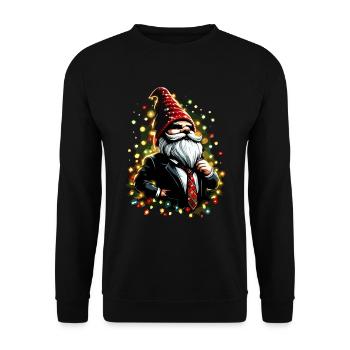 Chef gnome avec guirlandes lumineuses - Sweat-shirt Unisexe - noir - Devant - Alina (178cm) & Michal (187cm)
