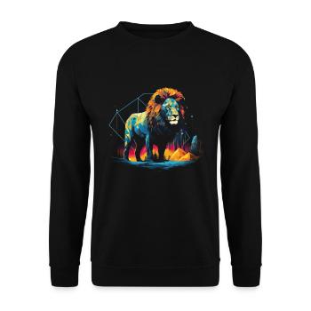 Löwe Tier Polygon Kunst Safari Majestätisch - Unisex Pullover - Schwarz - Vorne - Alina (178cm) & Michal (187cm)
