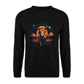 Lion, Savannah, Nature, Painting, Animal Kingdom, Wilderness - Unisex Sweatshirt - black - Front - Alina (178cm) & Michal (187cm)