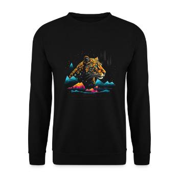 Leopard Animal - Unisex Sweatshirt - black - Front - Alina (178cm) & Michal (187cm)