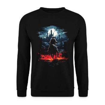 Knight Castle Knight on Horse Knight Role Playing Game - Unisex Sweatshirt - black - Front - Alina (178cm) & Michal (187cm)