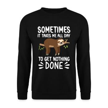 Funny lazy Sloth doing nothing and sleep Faultier - Unisex Pullover - Schwarz - Vorne - Alina (178cm) & Michal (187cm)