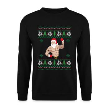 Forme physique du Père Noël fort et musclé - Sweat-shirt Unisexe - noir - Devant - Alina (178cm) & Michal (187cm)