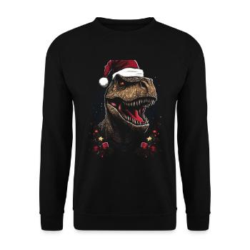 T-rex Noël Dino Festif - Sweat-shirt Unisexe - noir - Devant - Alina (178cm) & Michal (187cm)