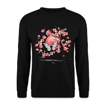 Japan Sakura Cherry Blossom Tree - Unisex Sweatshirt - black - Front - Alina (178cm) & Michal (187cm)