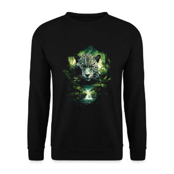 Majestätisch Dschungel Wildtiere Wildnis Kunstwerk - Unisex Pullover - Schwarz - Vorne - Alina (178cm) & Michal (187cm)