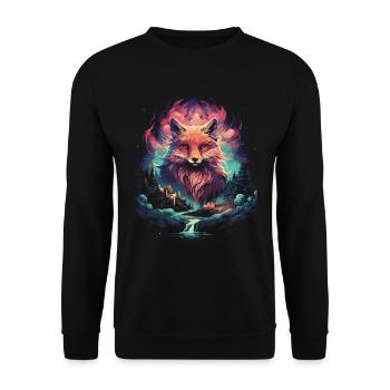 Fantay Fox Magic Fox - Unisex Sweatshirt - black - Front - Alina (178cm) & Michal (187cm)