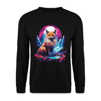Fantay Fox Magic Fox - Unisex Sweatshirt - black - Front - Alina (178cm) & Michal (187cm)