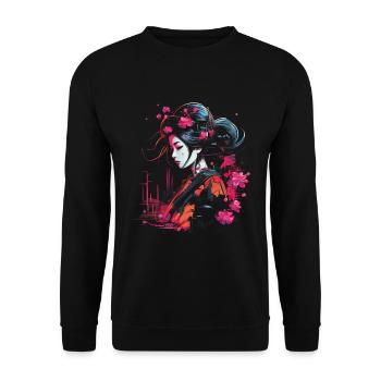 Geisha Manga Japan Samurai Art - Unisex Sweatshirt - black - Front - Alina (178cm) & Michal (187cm)