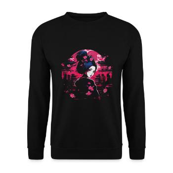 Geisha Manga Japan Samurai Art - Unisex Sweatshirt - black - Front - Alina (178cm) & Michal (187cm)