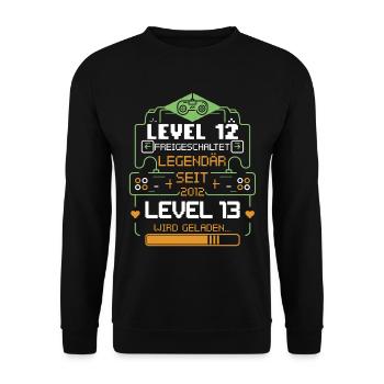 Level 12 Freigeschaltet Level 13 wird geladen - Unisex Pullover - Schwarz - Vorne - Alina (178cm) & Michal (187cm)