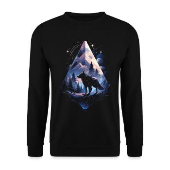 Majestätischer Wolf Wölfe - Unisex Pullover - Schwarz - Vorne - Alina (178cm) & Michal (187cm)