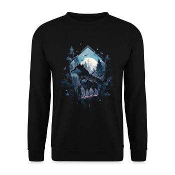 Majestätischer Wolf Wölfe - Unisex Pullover - Schwarz - Vorne - Alina (178cm) & Michal (187cm)