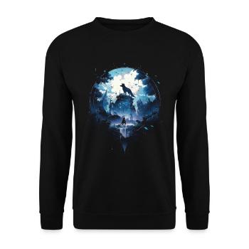 Majestic Wolf Wolves - Unisex Sweatshirt - black - Front - Alina (178cm) & Michal (187cm)