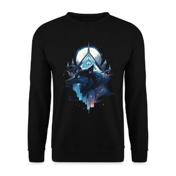 Majestätischer Wolf Wölfe - Unisex Pullover - Schwarz - Vorne - Alina (178cm) & Michal (187cm)