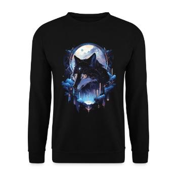 Majestätischer Wolf Wölfe - Unisex Pullover - Schwarz - Vorne - Alina (178cm) & Michal (187cm)