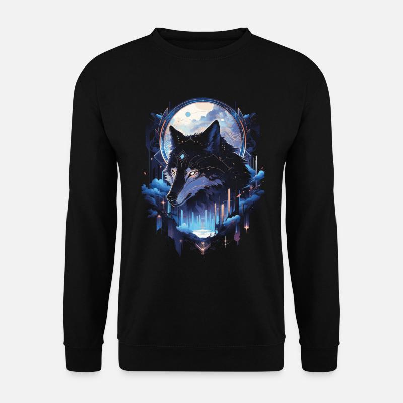 Majestätischer Wolf Wölfe - Unisex Pullover - Schwarz