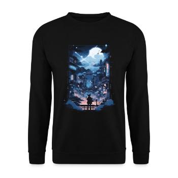 Cyberpunk Manga Kyoto Glitch - Sweat-shirt Unisexe - noir - Devant - Alina (178cm) & Michal (187cm)