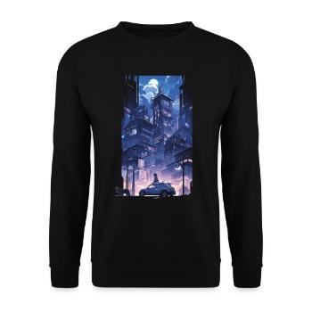 Cyberpunk Manga Kyoto Glitch - Sweat-shirt Unisexe - noir - Devant - Alina (178cm) & Michal (187cm)