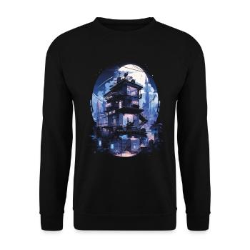 Cyberpunk Manga Kyoto Glitch - Sweat-shirt Unisexe - noir - Devant - Alina (178cm) & Michal (187cm)
