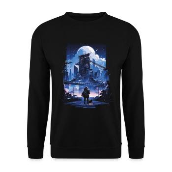 Cyberpunk Manga Kyoto Glitch - Sweat-shirt Unisexe - noir - Devant - Alina (178cm) & Michal (187cm)