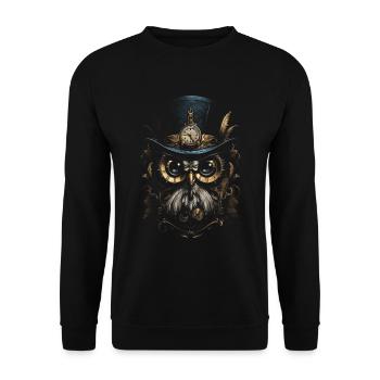 Hibou mécanique steampunk oiseau victorien - Sweat-shirt Unisexe - noir - Devant - Alina (178cm) & Michal (187cm)