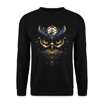 Steampunk Mechanische Eule Viktorianisch Vogel - Unisex Pullover - Schwarz - Vorne - Alina (178cm) & Michal (187cm)
