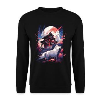 Japanese Wolf Wolves Manga Tokyo Cherry Blossoms - Unisex Sweatshirt - black - Front - Alina (178cm) & Michal (187cm)