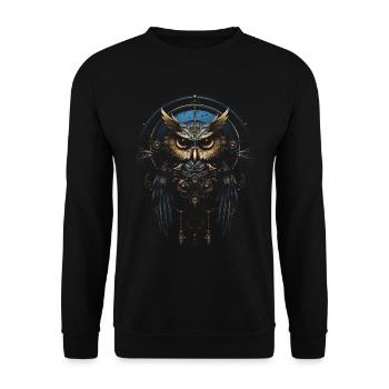 Steampunk Mechanische Eule Viktorianisch Vogel - Unisex Pullover - Schwarz - Vorne - Alina (178cm) & Michal (187cm)