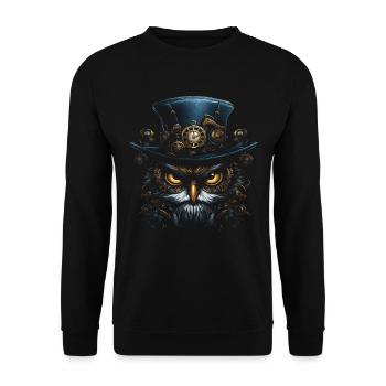 Steampunk Mechanische Eule Viktorianisch Vogel - Unisex Pullover - Schwarz - Vorne - Alina (178cm) & Michal (187cm)