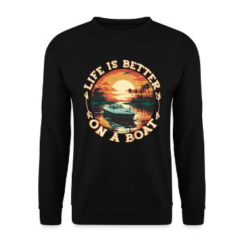 Boat life is better on a pontoon boat. - Unisex Sweatshirt - black - Front - Alina (178cm) & Michal (187cm)