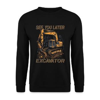 Straßenbau Bis Später Bagger - Unisex Pullover - Schwarz - Vorne - Alina (178cm) & Michal (187cm)