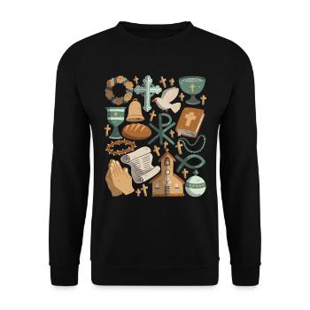 Christentum - Unisex Pullover - Schwarz - Vorne - Alina (178cm) & Michal (187cm)