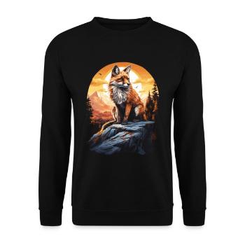 Fuchs Natur Füchse Wandern Wildnis - Unisex Pullover - Schwarz - Vorne - Alina (178cm) & Michal (187cm)