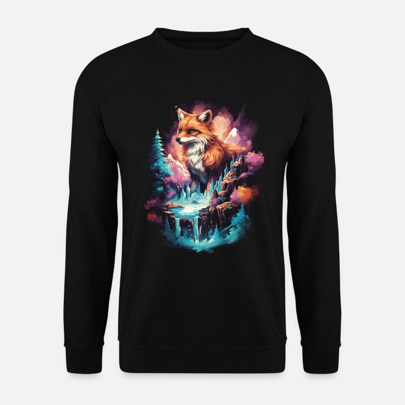 Fox Foxes Fantasy Illustration - Unisex Sweatshirt - black