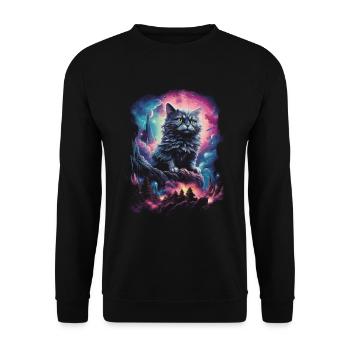 Katze Magisch Verzauberung Mythisch Märchen - Unisex Pullover - Schwarz - Vorne - Alina (178cm) & Michal (187cm)