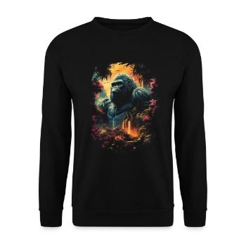 Gorilla Kunstwerk Natur Tier - Unisex Pullover - Schwarz - Vorne - Alina (178cm) & Michal (187cm)