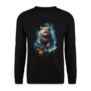 Katze Magisch Verzauberung Mythisch Märchen - Unisex Pullover - Schwarz - Vorne - Alina (178cm) & Michal (187cm)
