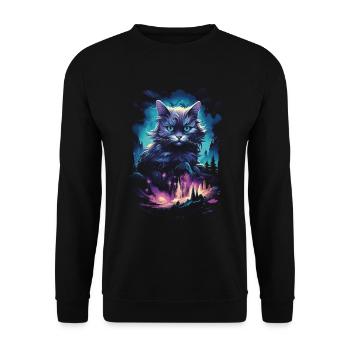 Artwork Cat Kitten Fantasy Fairy Tale - Unisex Sweatshirt - black - Front - Alina (178cm) & Michal (187cm)