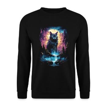 Artwork Cat Kitten Fantasy Fairy Tale - Unisex Sweatshirt - black - Front - Alina (178cm) & Michal (187cm)