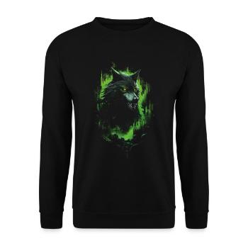Fantasy Wolf Horror Wald - Unisex Pullover - Schwarz - Vorne - Alina (178cm) & Michal (187cm)
