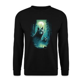 Fantasy Wolves Wolf Moonlight Illustration - Unisex Sweatshirt - black - Front - Alina (178cm) & Michal (187cm)