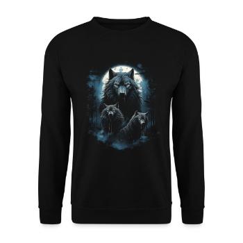 Dunkle Kunst Wolf Wald Mythisch - Unisex Pullover - Schwarz - Vorne - Alina (178cm) & Michal (187cm)