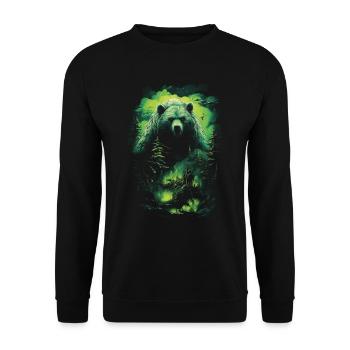 Fantasy Bär Braunbär Monster Verwunschen Mythisch - Unisex Pullover - Schwarz - Vorne - Alina (178cm) & Michal (187cm)