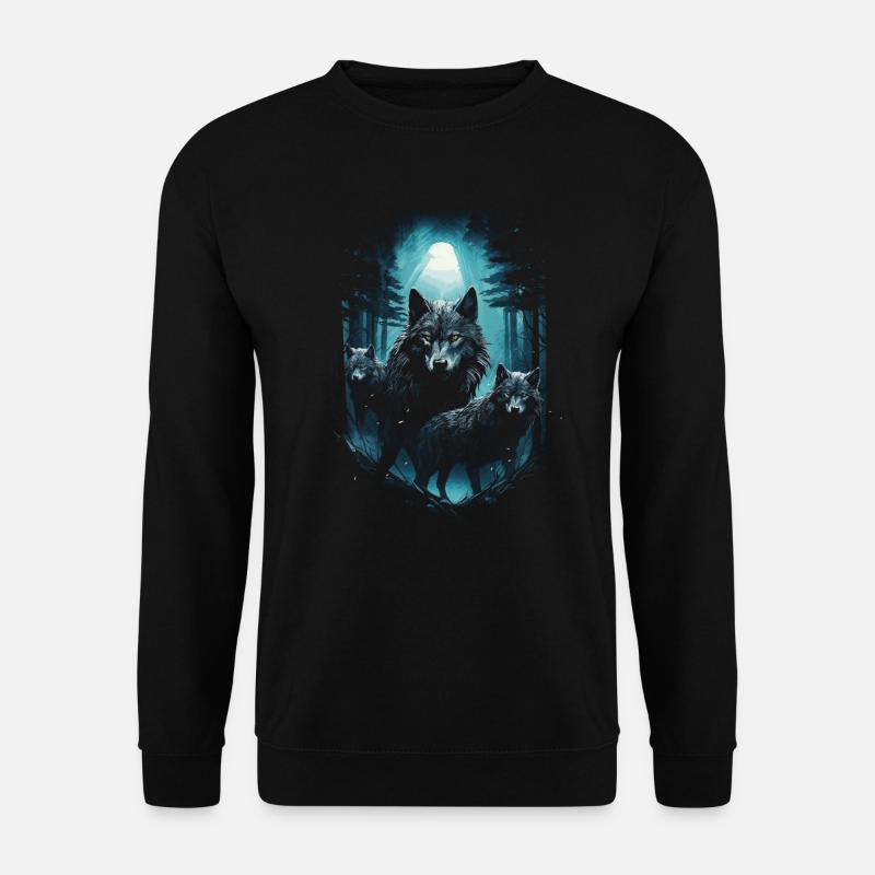 Dunkle Kunst Wolf Wald Mythisch - Unisex Pullover - Schwarz